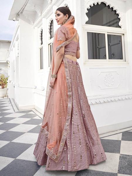 Myra Rose Pink Heavy Embroidered Silk Bridal Lehenga | Grab2Buy