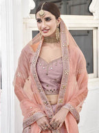 Myra Rose Pink Heavy Embroidered Silk Bridal Lehenga | Grab2Buy