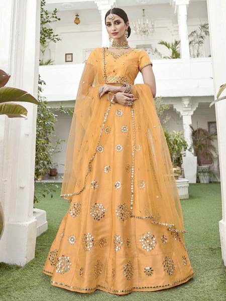 Myra Yellow Heavy Embroidered Silk Bridal Lehenga | Grab2Buy