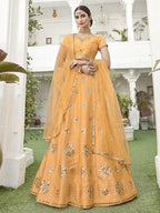 Myra Yellow Heavy Embroidered Silk Bridal Lehenga | Grab2Buy