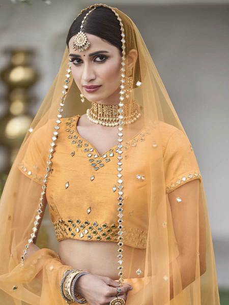 Myra Yellow Heavy Embroidered Silk Bridal Lehenga | Grab2Buy