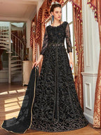 Myra Black Net Embroidered Gown | Grab2Buy