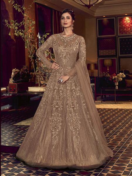 Myra Brown Premium Net Anarkali Suit | Grab2Buy