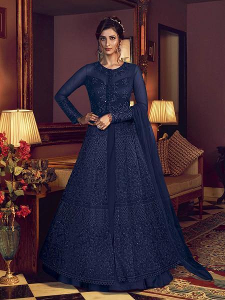 Myra Blue Premium Net Anarkali Suit | Grab2Buy