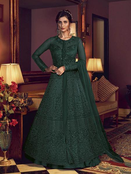 Myra Deep Green Premium Net Anarkali Suit | Grab2Buy