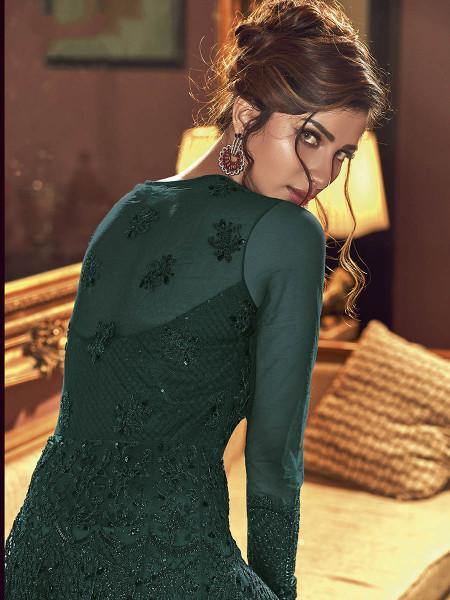 Myra Deep Green Premium Net Anarkali Suit | Grab2Buy