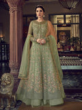 Myra Fashion Pista Embroidered Butterfly Net Anarkali Suit | Grab2Buy