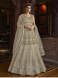 Myra Off White Embroidered Butterfly Net Anarkali Suit | Grab2Buy
