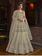 Myra Off White Embroidered Butterfly Net Anarkali Suit | Grab2Buy
