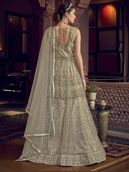 Myra Off White Embroidered Butterfly Net Anarkali Suit | Grab2Buy