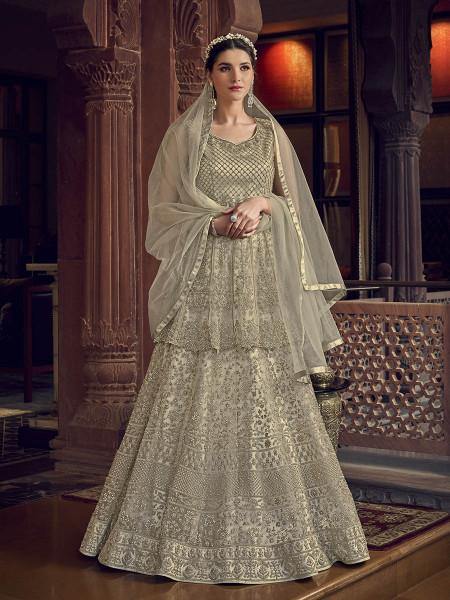 Myra Off White Embroidered Butterfly Net Anarkali Suit | Grab2Buy