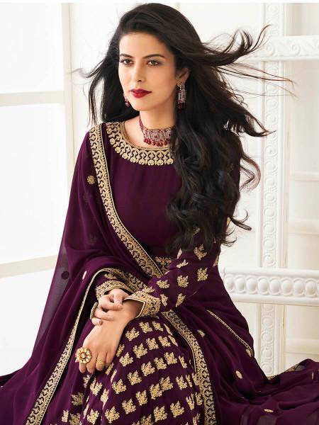 Myra Purple Georgette Embroidered Anarkali Suit | Grab2Buy