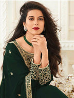 Myra Deep Green Georgette Embroidered Anarkali Suit | Grab2Buy