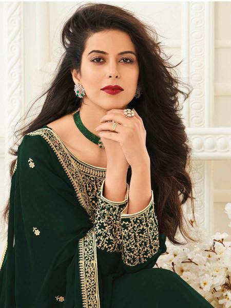 Myra Deep Green Georgette Embroidered Anarkali Suit | Grab2Buy