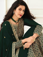 Myra Deep Green Georgette Embroidered Anarkali Suit | Grab2Buy