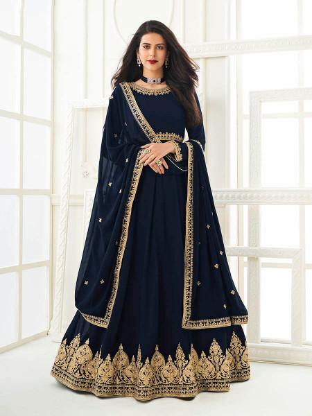 Myra Navy Blue Georgette Embroidered Anarkali Suit | Grab2Buy