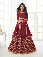 Myra Maroon Georgette Embroidered Anarkali Suit | Grab2Buy