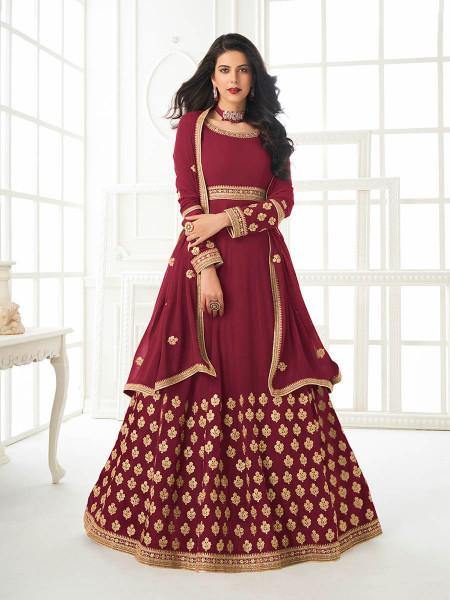 Myra Maroon Georgette Embroidered Anarkali Suit | Grab2Buy