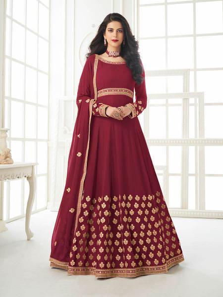 Myra Maroon Georgette Embroidered Anarkali Suit | Grab2Buy
