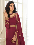 Myra Maroon Georgette Embroidered Anarkali Suit | Grab2Buy