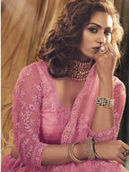 Myra Beautiful Dusty Pink Heavy Embroidered Net Bridal Lehenga | Grab2Buy