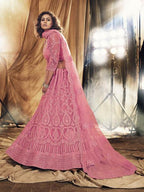 Myra Beautiful Dusty Pink Heavy Embroidered Net Bridal Lehenga | Grab2Buy