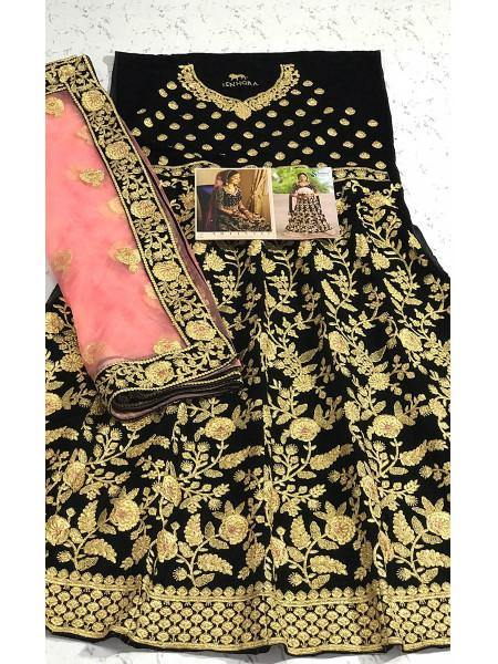 Myra Coco Heavy Embroidered Velvet Bridal Lehenga | Grab2Buy