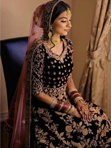Myra Coco Heavy Embroidered Velvet Bridal Lehenga | Grab2Buy