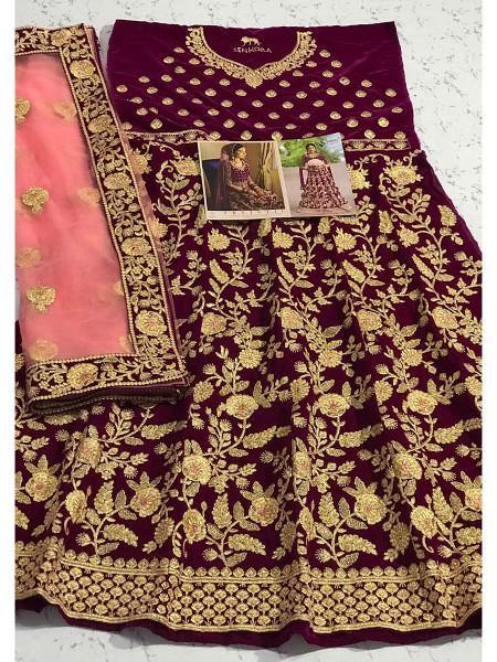 Myra Purple Heavy Embroidered Velvet Bridal Lehenga | Grab2Buy