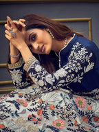 Myra Blue Butterfly Net Embroidered Anarkali Suit | Grab2Buy