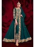 Myra Dark Green Georgette Embroidered Anarkali Pant Style Suit | Grab2Buy