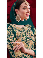 Myra Dark Green Georgette Embroidered Anarkali Pant Style Suit | Grab2Buy