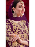 Myra Light Purple Georgette Embroidered Anarkali Pant Style Suit | Grab2Buy