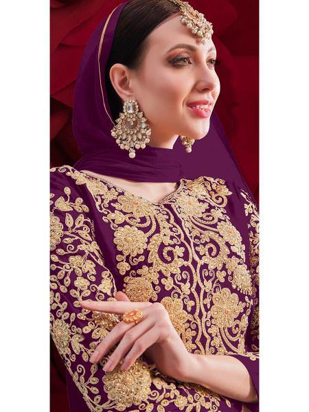 Myra Light Purple Georgette Embroidered Anarkali Pant Style Suit | Grab2Buy