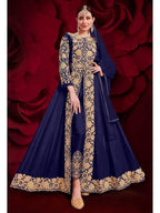 Myra Navy Blue Georgette Embroidered Anarkali Pant Style Suit | Grab2Buy