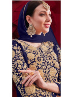Myra Navy Blue Georgette Embroidered Anarkali Pant Style Suit | Grab2Buy