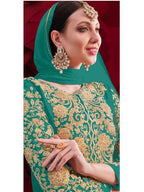 Myra Sky Blue Georgette Embroidered Anarkali Pant Style Suit | Grab2Buy
