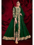 Myra Beautiful Green Georgette Embroidered Anarkali Pant Style Suit | Grab2Buy