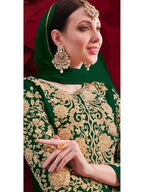 Myra Beautiful Green Georgette Embroidered Anarkali Pant Style Suit | Grab2Buy