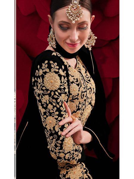 Myra Black Georgette Embroidered Anarkali Pant Style Suit | Grab2Buy