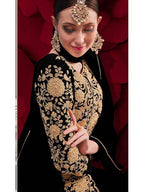 Myra Black Georgette Embroidered Anarkali Pant Style Suit | Grab2Buy