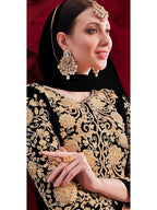 Myra Black Georgette Embroidered Anarkali Pant Style Suit | Grab2Buy