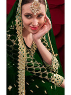 Myra Green Georgette Embroidered Anarkali Pant Style Suit | Grab2Buy