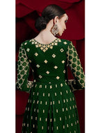Myra Green Georgette Embroidered Anarkali Pant Style Suit | Grab2Buy