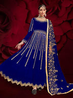 Myra Royal Blue Georgette Embroidered Anarkali Pant Style Suit | Grab2Buy