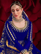 Myra Royal Blue Georgette Embroidered Anarkali Pant Style Suit | Grab2Buy