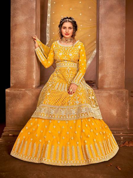 Myra Beautiful Mustard Yellow Heavy Embroidered Gharara Suit | Grab2Buy