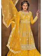 Myra Beautiful Mustard Yellow Heavy Embroidered Gharara Suit | Grab2Buy