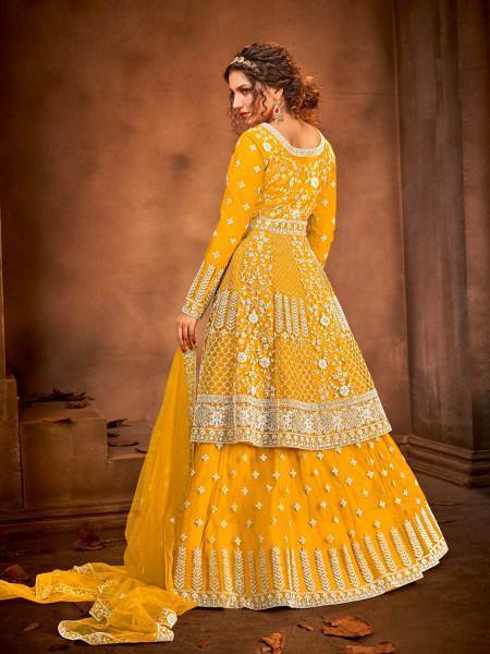 Myra Beautiful Mustard Yellow Heavy Embroidered Gharara Suit | Grab2Buy