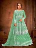 Myra Fashion Sea Green Heavy Embroidered Gharara Suit | Grab2Buy